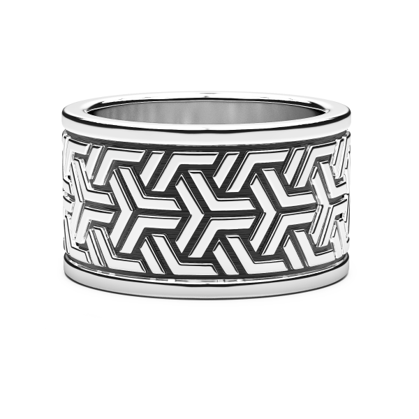 Zancan silver broad band ring.