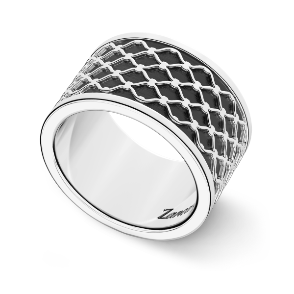 Zancan silver broad band ring.