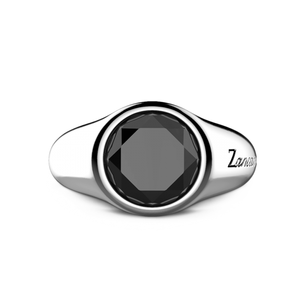 Zancan round silver signet...