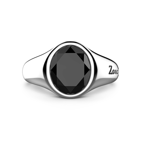 Zancan round silver signet...