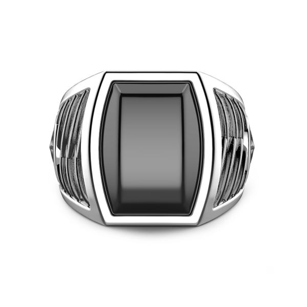 Zancan silver ring with onyx.